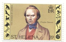 Charles Darwin young man St helena stamp